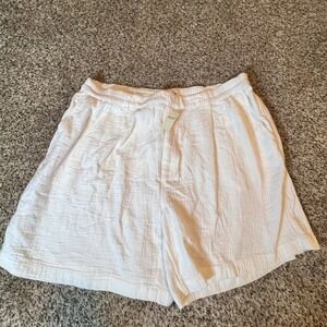 Aerie‎ White Gauze High Waisted Shorts XL New 0706-8342 Elastic Waist Summer
